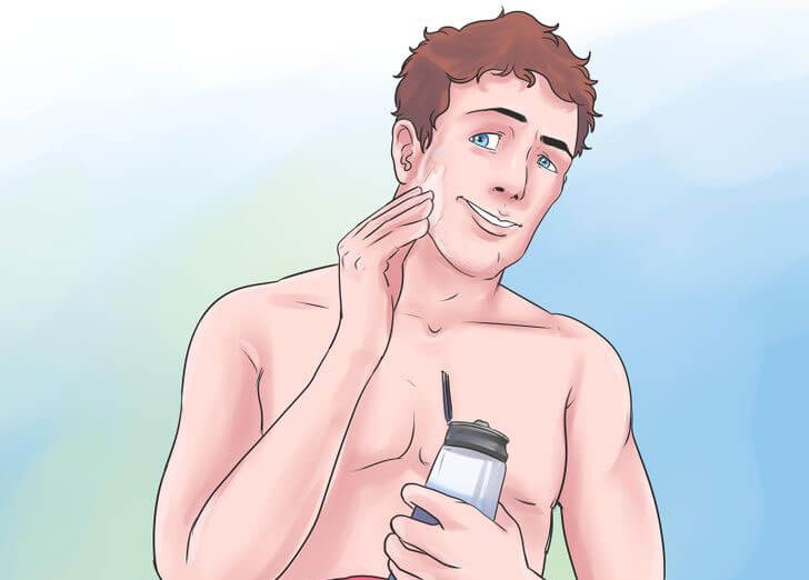 Post-shave routine. Use aftershave cosmetics