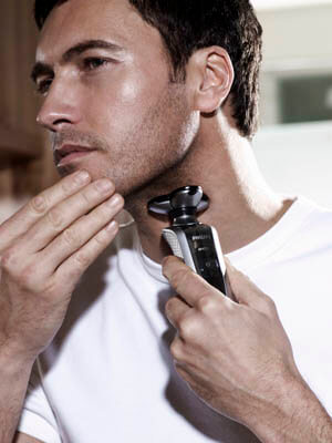 A man is shaving